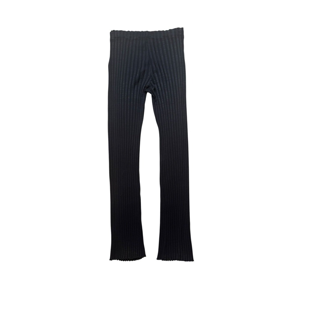 Simon Miller Black Rib-Knit Textured Flare Legging Pants XS